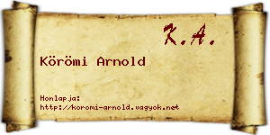 Körömi Arnold névjegykártya